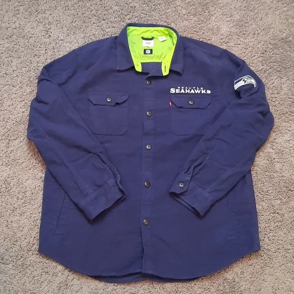 Levis Seattle Seahawks 100% Cotton Shirt Jacket - Picture 1 of 6